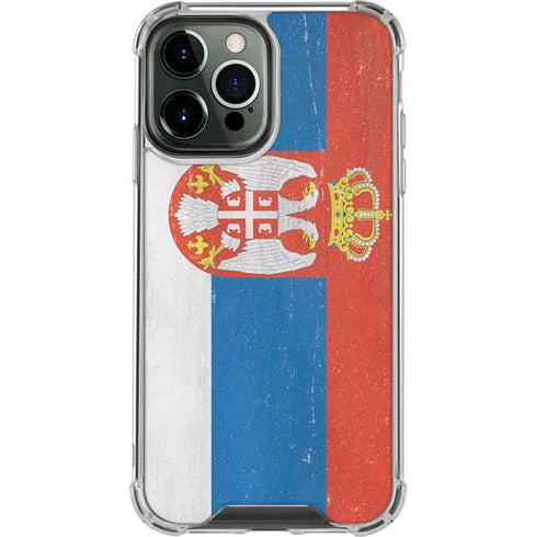 Serbia Flag Distressed iPhone 14 Pro Max Clear Case