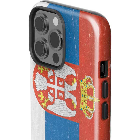 Serbia Flag Distressed iPhone 15 Pro Max Impact Case