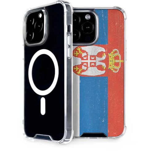 Serbia Flag Distressed iPhone 15 Pro Max MagSafe Case