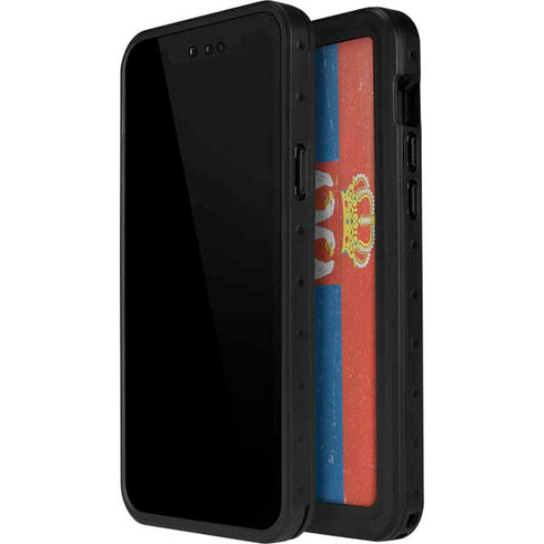 Serbia Flag Distressed iPhone 15 Plus Waterproof Case