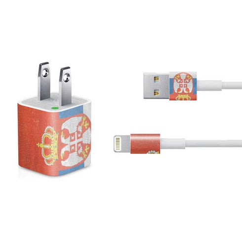 Serbia Flag Distressed iPhone Charger (5W USB) Skin