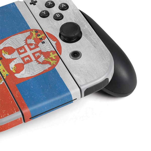 Serbia Flag Distressed Nintendo Switch OLED (2021) Skin