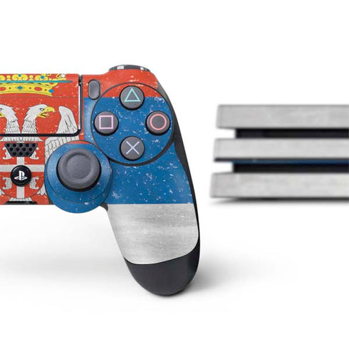 Serbia Flag Distressed PS4 Pro Bundle Skin