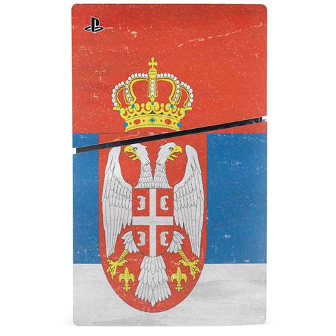 Serbia Flag Distressed PS5 Slim Disk Bundle Skin