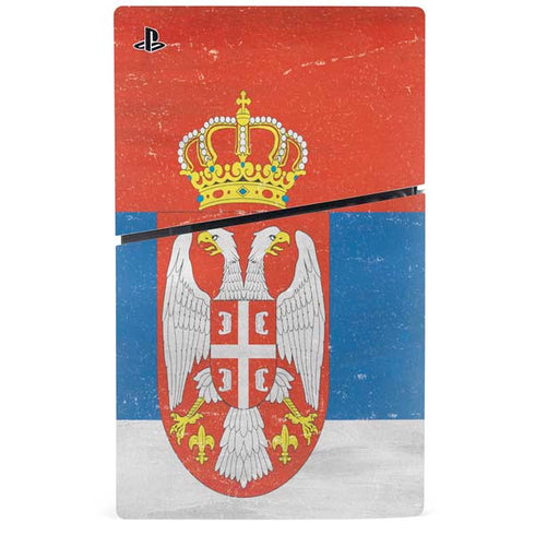 Serbia Flag Distressed PS5 Slim Disk Console Skin