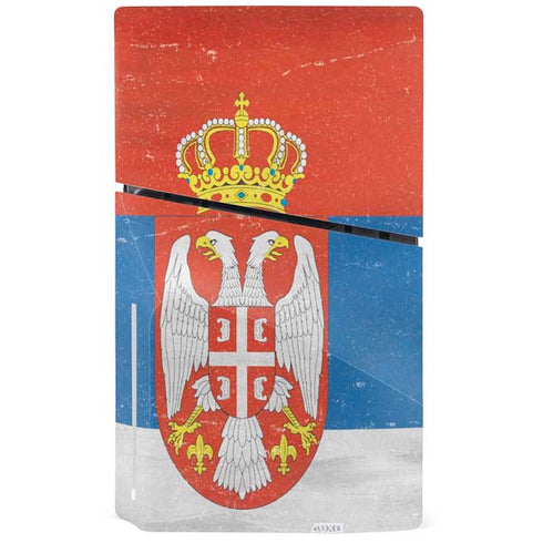 Serbia Flag Distressed PS5 Slim Disk Console Skin