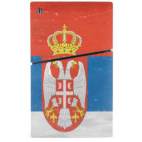 Serbia Flag Distressed PS5 Slim Digital Edition Bundle Skin