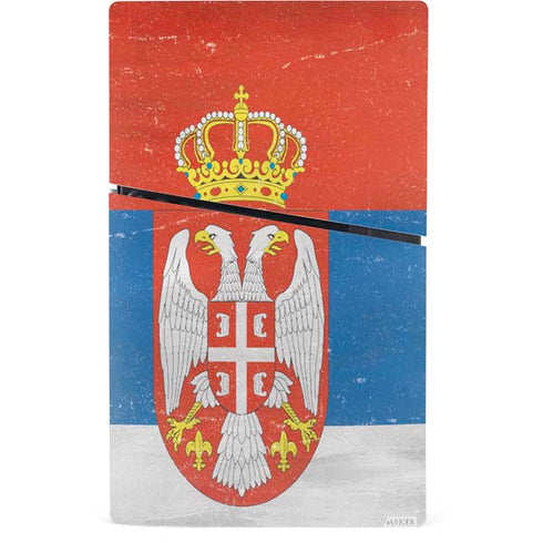 Serbia Flag Distressed PS5 Slim Digital Edition Bundle Skin