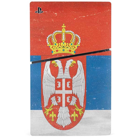 Serbia Flag Distressed PS5 Slim Digital Edition Console Skin