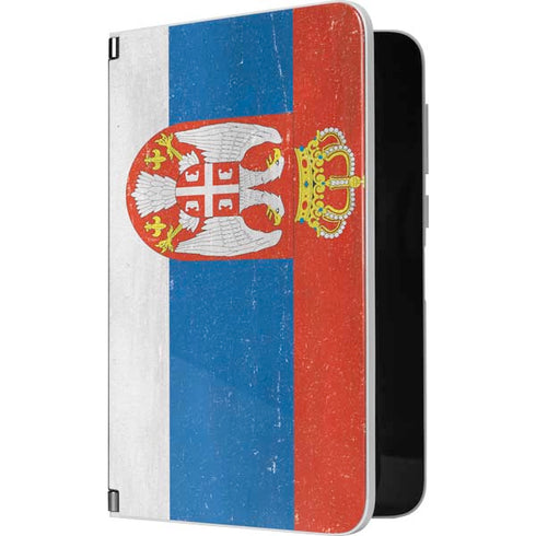 Serbia Flag Distressed Surface Duo Skin