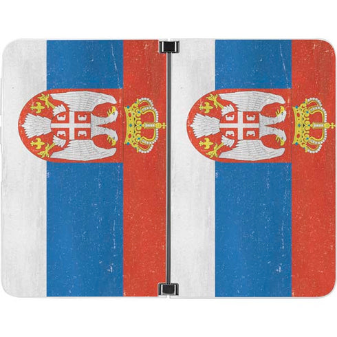 Serbia Flag Distressed Surface Duo Skin