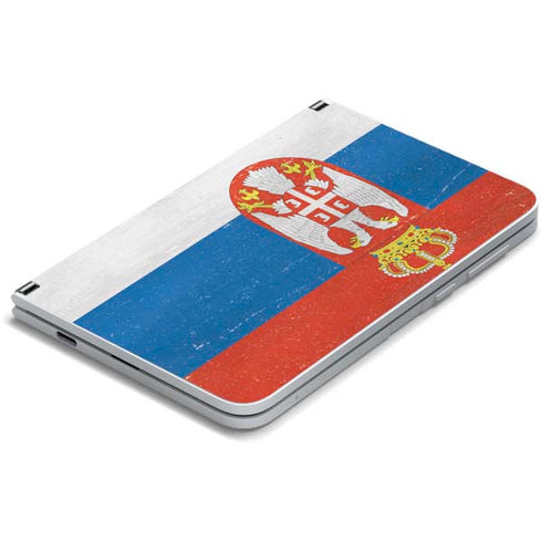 Serbia Flag Distressed Surface Duo Skin