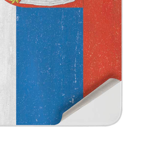 Serbia Flag Distressed Surface Duo Skin
