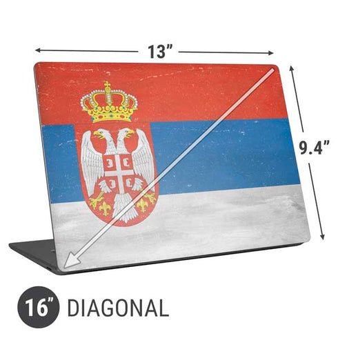 Serbia Flag Distressed Universal Laptop 16in (13 x 9.4in) Skin