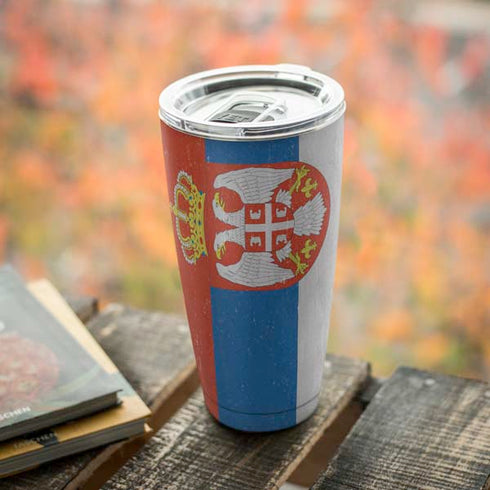 Serbia Flag Distressed Yeti 20oz Tumbler Skin