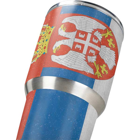 Serbia Flag Distressed Yeti 30oz Rambler Tumbler Skin
