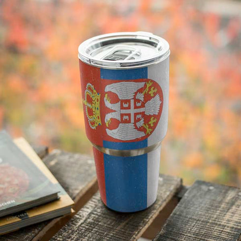 Serbia Flag Distressed Yeti 30oz Rambler Tumbler Skin