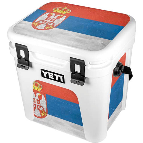 Serbia Flag Distressed YETI Roadie 24 Hard Cooler Skin