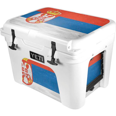 Serbia Flag Distressed YETI Tundra 35 Hard Cooler Skin