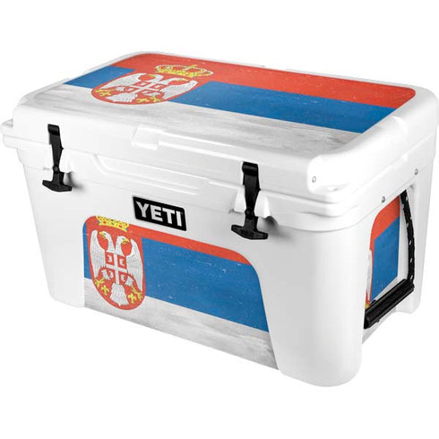 Serbia Flag Distressed YETI Tundra 45 Hard Cooler Skin