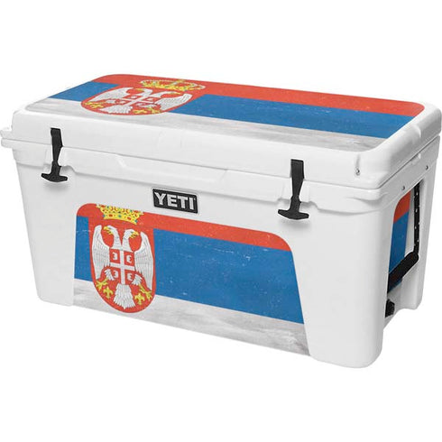Serbia Flag Distressed YETI Tundra 75 Hard Cooler Skin
