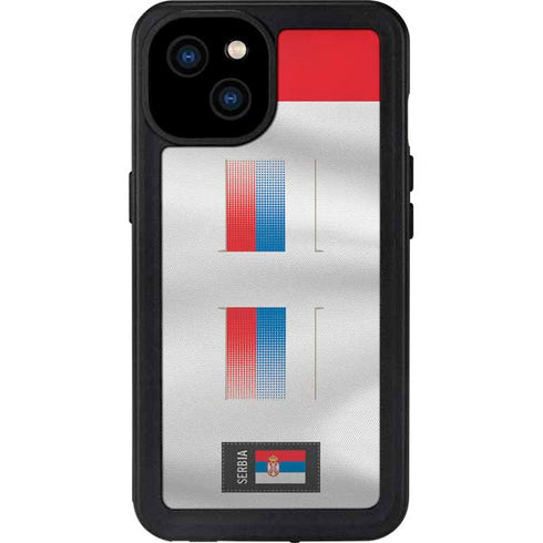Serbia Soccer Flag iPhone 15 Plus Waterproof Case