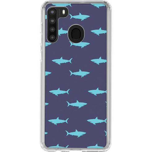 Shark Print Galaxy A21 Clear Case