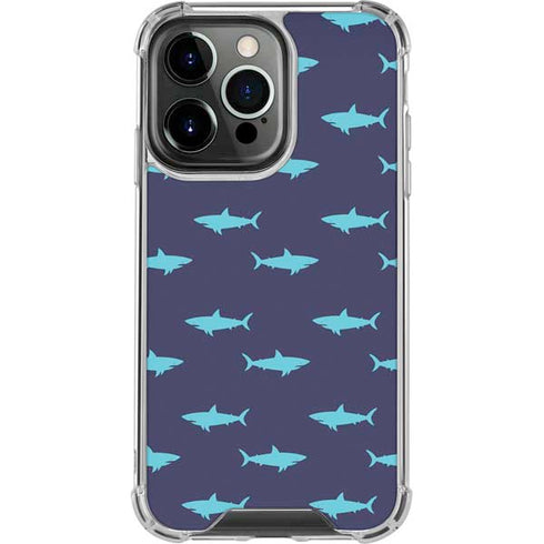 Shark Print iPhone 14 Pro Clear Case