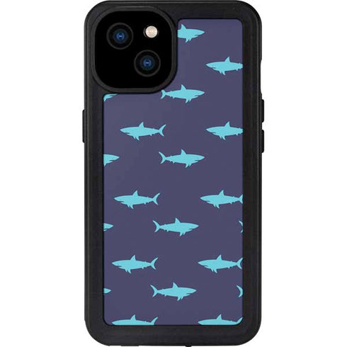 Shark Print iPhone 15 Plus Waterproof Case