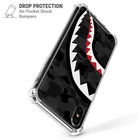 Shark Teeth Grey Street Camo iPhone XS Max Clear Case