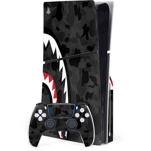 Shark Teeth Grey Street Camo PS5 Slim Disk Bundle Skin