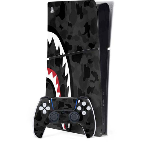 Shark Teeth Grey Street Camo PS5 Slim Digital Edition Bundle Skin
