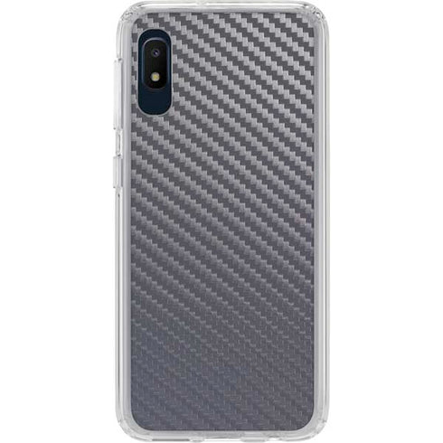 Silver Carbon Fiber Specialty Texture Material Galaxy A10e Clear Case