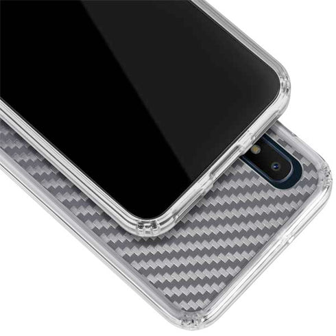 Silver Carbon Fiber Specialty Texture Material Galaxy A10e Clear Case