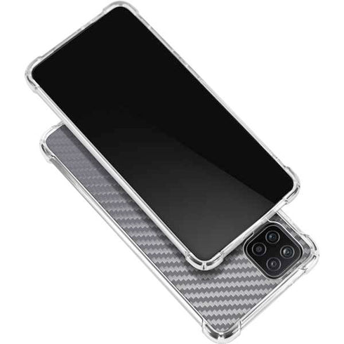 Silver Carbon Fiber Specialty Texture Material Galaxy A12 Clear Case