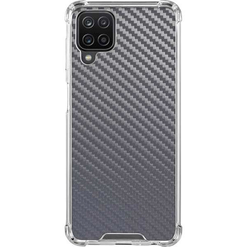 Silver Carbon Fiber Specialty Texture Material Galaxy A12 Clear Case