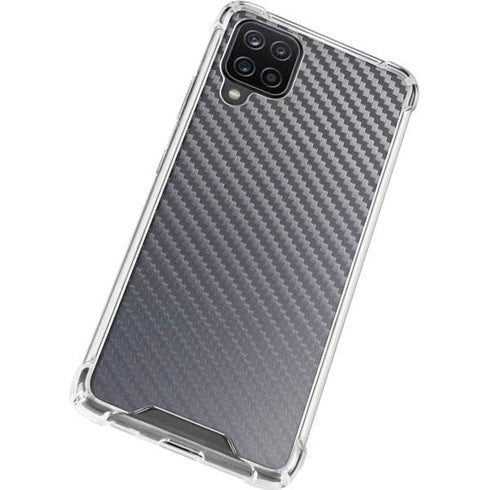 Silver Carbon Fiber Specialty Texture Material Galaxy A12 Clear Case