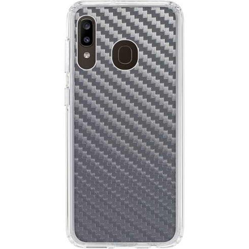 Silver Carbon Fiber Specialty Texture Material Galaxy A20 Clear Case