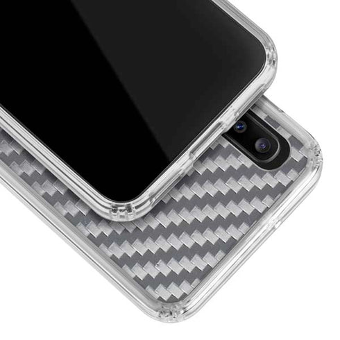 Silver Carbon Fiber Specialty Texture Material Galaxy A20 Clear Case