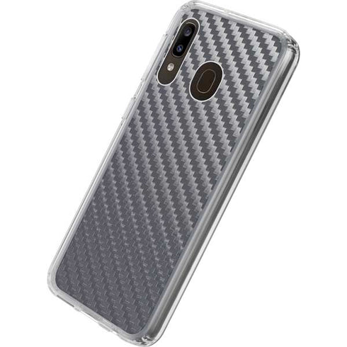 Silver Carbon Fiber Specialty Texture Material Galaxy A20 Clear Case