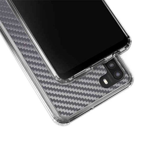 Silver Carbon Fiber Specialty Texture Material Galaxy A21 Clear Case