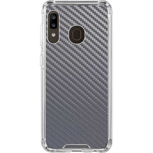 Silver Carbon Fiber Specialty Texture Material Galaxy A30 Clear Case