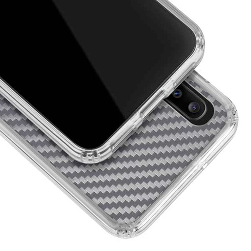 Silver Carbon Fiber Specialty Texture Material Galaxy A30 Clear Case