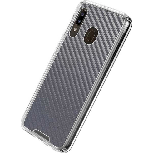 Silver Carbon Fiber Specialty Texture Material Galaxy A30 Clear Case