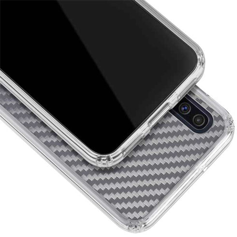 Silver Carbon Fiber Specialty Texture Material Galaxy A50 Clear Case