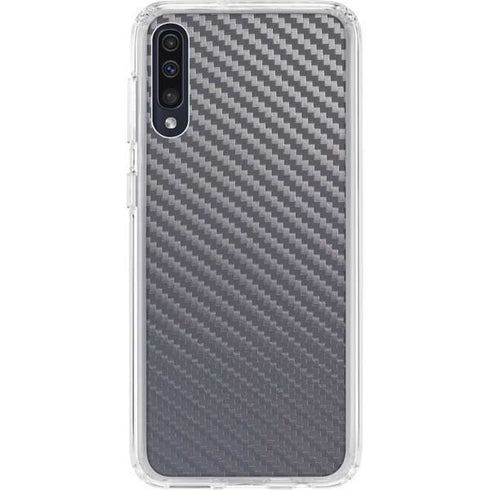 Silver Carbon Fiber Specialty Texture Material Galaxy A50 Clear Case