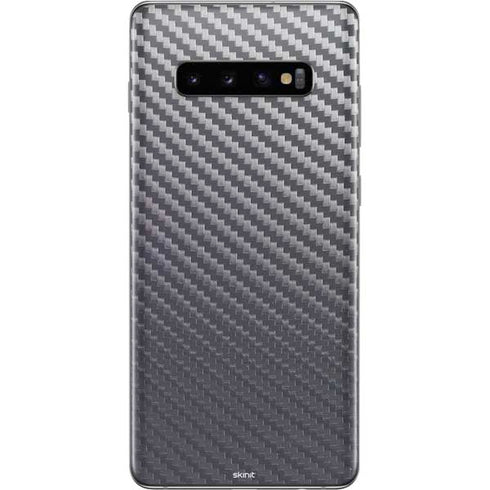 Silver Carbon Fiber Specialty Texture Material Galaxy S10 Plus Skin