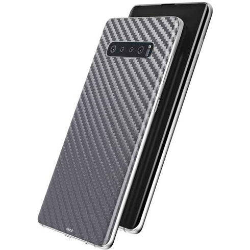Silver Carbon Fiber Specialty Texture Material Galaxy S10 Plus Skin