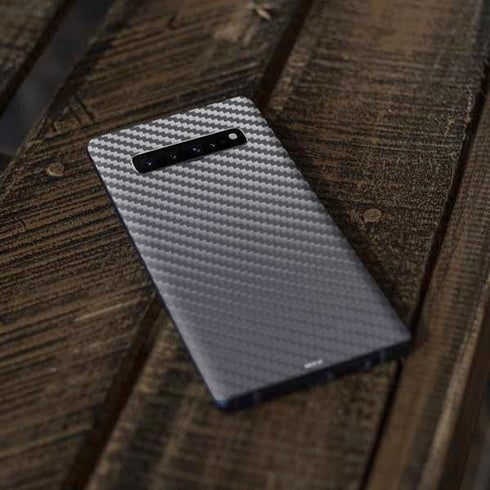 Silver Carbon Fiber Specialty Texture Material Galaxy S10 Plus Skin
