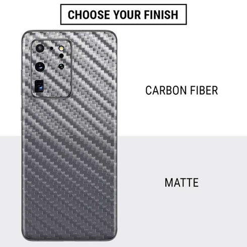 Silver Carbon Fiber Specialty Texture Material Galaxy S20 Ultra 5G Skin